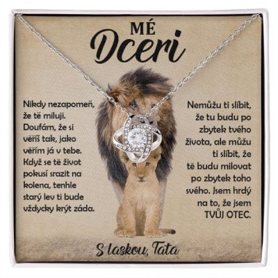 Mé dceři - náhrdelník s přívěskem pozlaceným 14 karátovým bílým zlatem s krystaly zirkonů LEONA